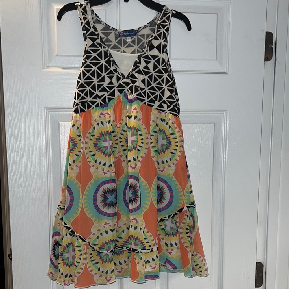 Truly Me size 12 Geometric Multicolor Sleeveless Dress